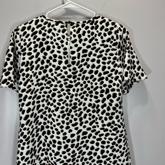 Ann Taylor Women’s Brown White Leopard Animal Print Short Sleeve T Shirt Dress - Picture 8 of 11